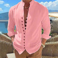 Retro Button Design Long-sleeved Shirt Men's Casual Loose Top Mens Clothing - Luxovo.cc