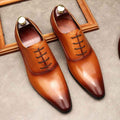 Men's Lace-up Pointed Formal Leather Shoes - Luxovo.cc