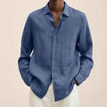 Long Sleeve Lapel Shirt Men's Loose Button Cardigan Sshirt Top Mens Clothing - Luxovo.cc