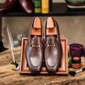 Horsebit Leather Shoes Round Toe Casual Shoes Men - Luxovo.cc
