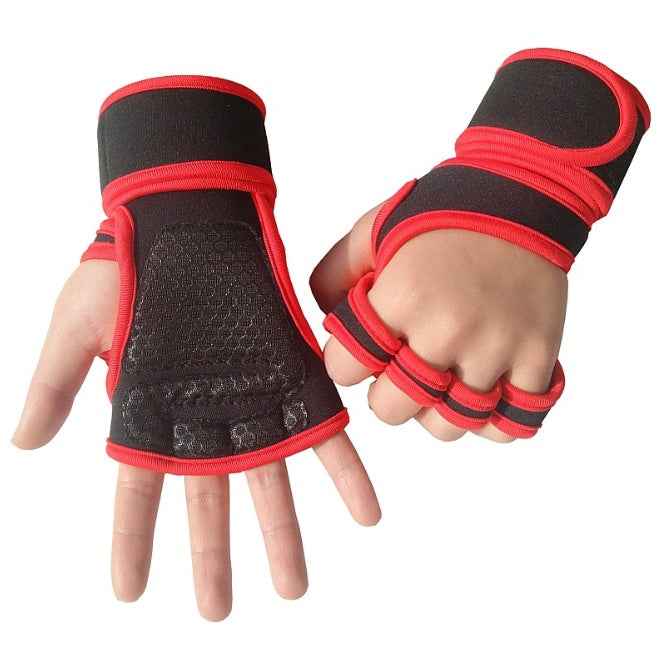 Fitness weightlifting anti-skid riding hard pull half finger gloves - Luxovo.cc