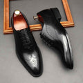 Leather Shoes Men's British Pointed Toe Business Formal Wear Lace-up Shoes Men - Luxovo.cc