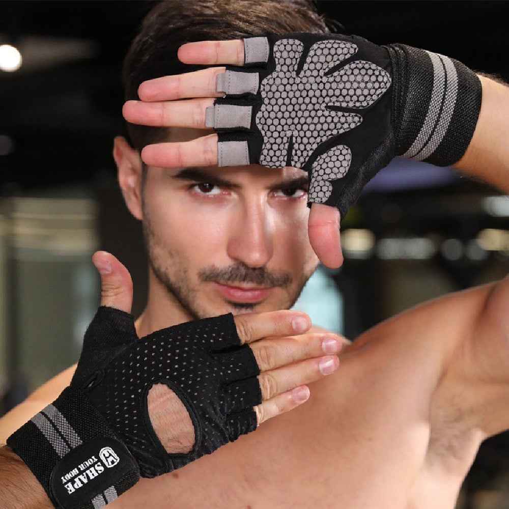Fitness Gloves Weightlifting For Men And Women Half Finger Sports Anti-slip - Luxovo.cc