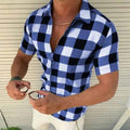 Plaid Zipper Short Sleeve T-Shirt for Men – Essential Summer Clothing - Luxovo.cc