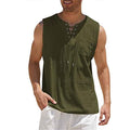 Summer Tank Vest Men Shirt Collar Tie Short Sleeve T-Shirt - Luxovo.cc