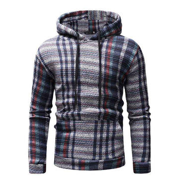 Hooded Men Striped Sweater Slim Fit - Luxovo.cc