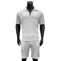 Summer Fashion Mens Clothing  Men's Suits New Zipper Polo Casual Short Sleeve Drawstring Shorts Men's Set - Luxovo.cc