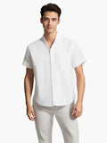 Solid-color Short-sleeved Lapel Shirt Summer Breathable Cotton And Linen Top Mens Clothing - Luxovo.cc