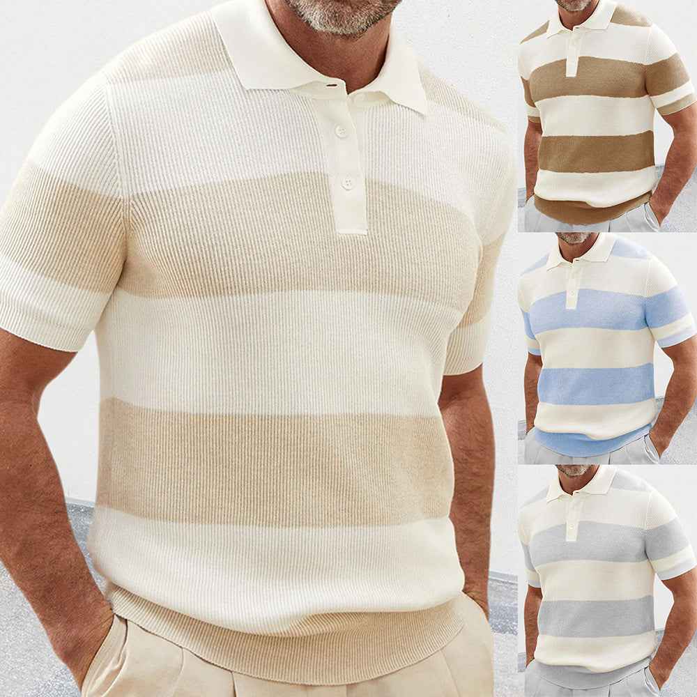 Mens Clothing Summer Fashion Lapel Sweater Short Sleeve Men Clothing Men Wears - Luxovo.cc
