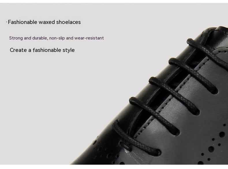 Leather Shoes Men's British Pointed Toe Business Formal Wear Lace-up Shoes Men - Luxovo.cc