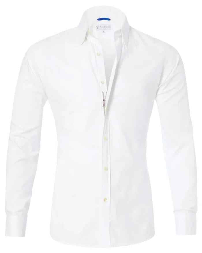 Long Sleeve Zipper Shirt With Button Design Fashion Lapel Tops For Mens Clothing - Luxovo.cc