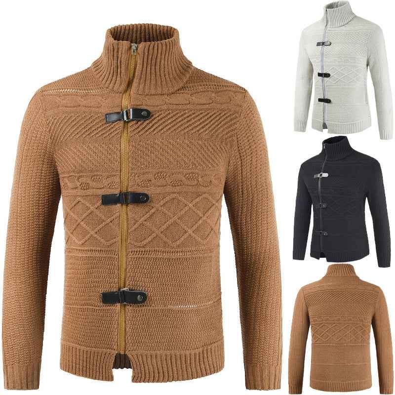 Men's zipper cardigan sweater men - Luxovo.cc
