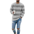 Casual Striped Knitted Sweater Men Round Neck Pullover Sweater - Luxovo.cc