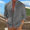 Retro Button Design Long-sleeved Shirt Men's Casual Loose Top Mens Clothing - Luxovo.cc