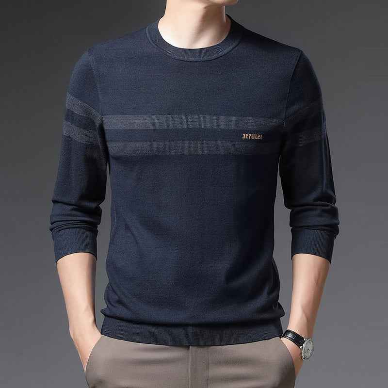 Men Round Neck Fashion Pullover Sweater - Luxovo.cc