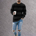 Casual Striped Knitted Sweater Men Round Neck Pullover Sweater - Luxovo.cc