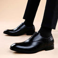 Formal Leather Shoes British Men Brogue Pointed-toe Lace - Luxovo.cc
