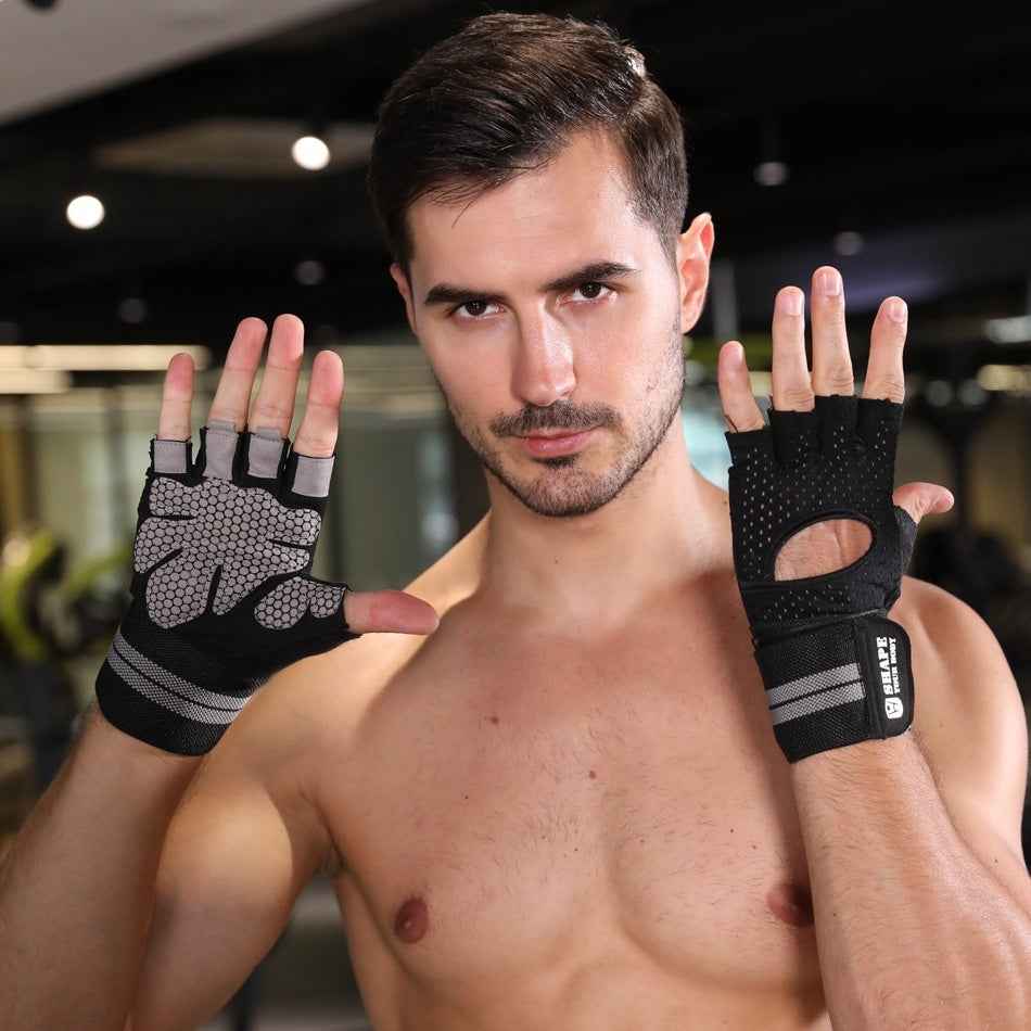 Fitness Gloves Weightlifting For Men And Women Half Finger Sports Anti-slip - Luxovo.cc