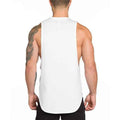 Men Long Tank Muscle Workout T-Shirt  Bodybuilding Gym Athletic Training Sports Tops - Luxovo.cc