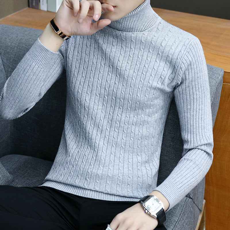 Slim-fit Sweater Men High Neck Bottoming T-shirt Sweater Men - Luxovo.cc