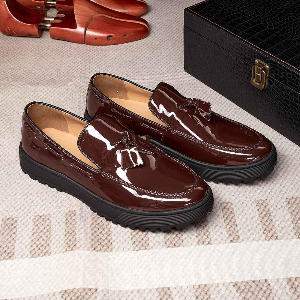 Tassel Casual Leather Shoes For Men One Pedal Loafer New - Luxovo.cc