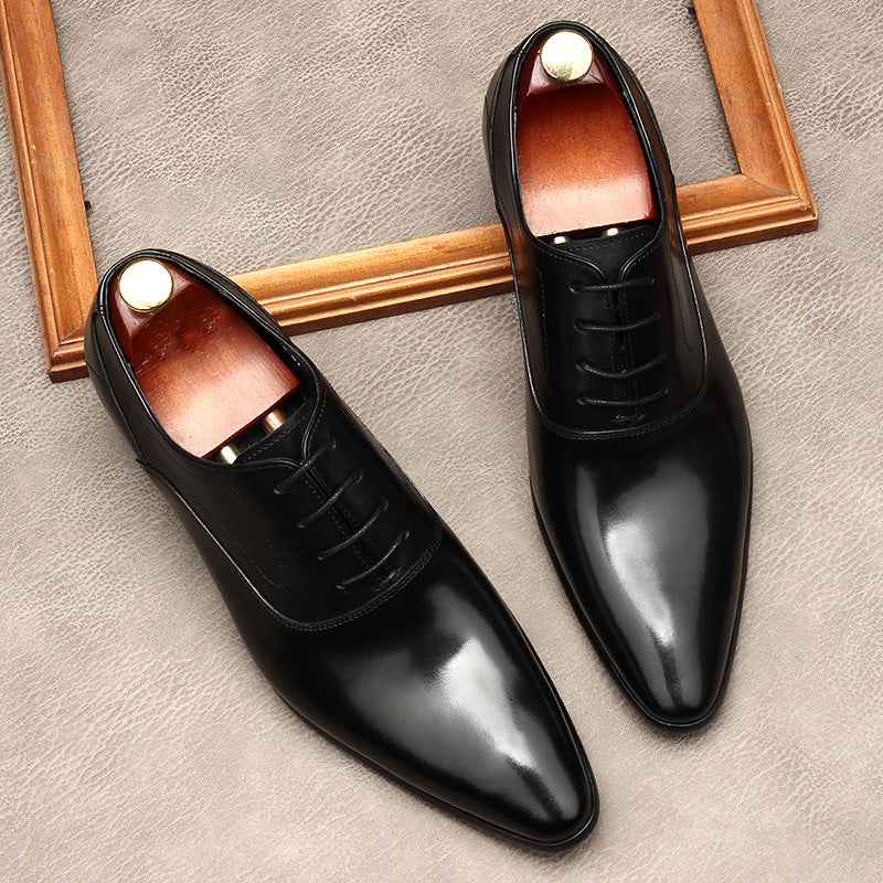 Men's Lace-up Pointed Formal Leather Shoes - Luxovo.cc