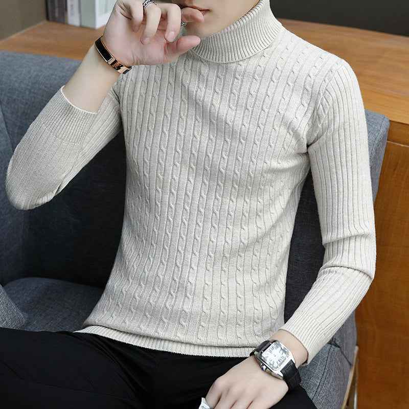 Slim-fit Sweater Men High Neck Bottoming T-shirt Sweater Men - Luxovo.cc
