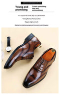 Formal Leather Shoes British Men Brogue Pointed-toe Lace - Luxovo.cc
