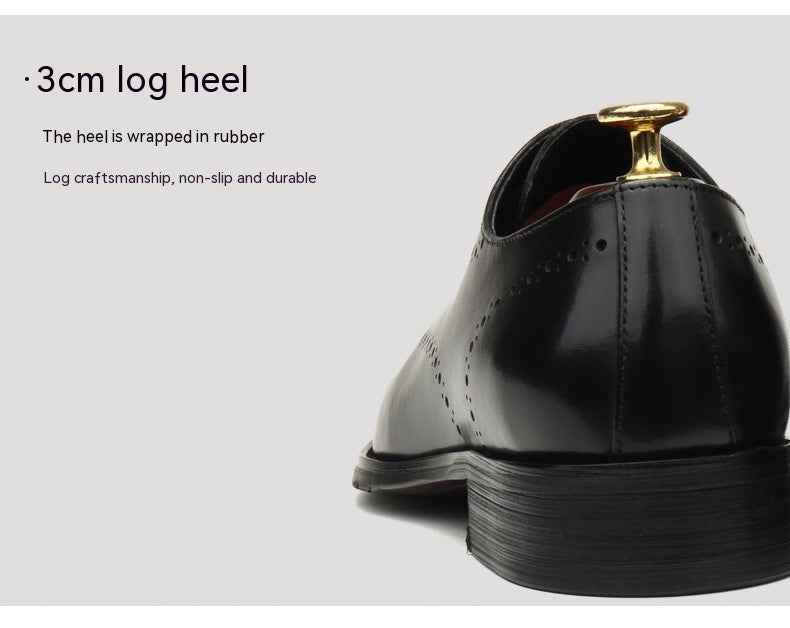 Leather Shoes Men's British Pointed Toe Business Formal Wear Lace-up Shoes Men - Luxovo.cc