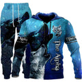 3D Wolf Print Tracksuit Men Sportswear Hooded Sweatsuit Two Piece Outdoors Running Fitness Mens Clothing Jogging Set - Luxovo.cc