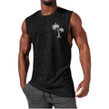Coconut Tree Embroidery Vest Summer Beach Tank Tops Workout Muscle Men Sports Fitness T-shirt - Luxovo.cc