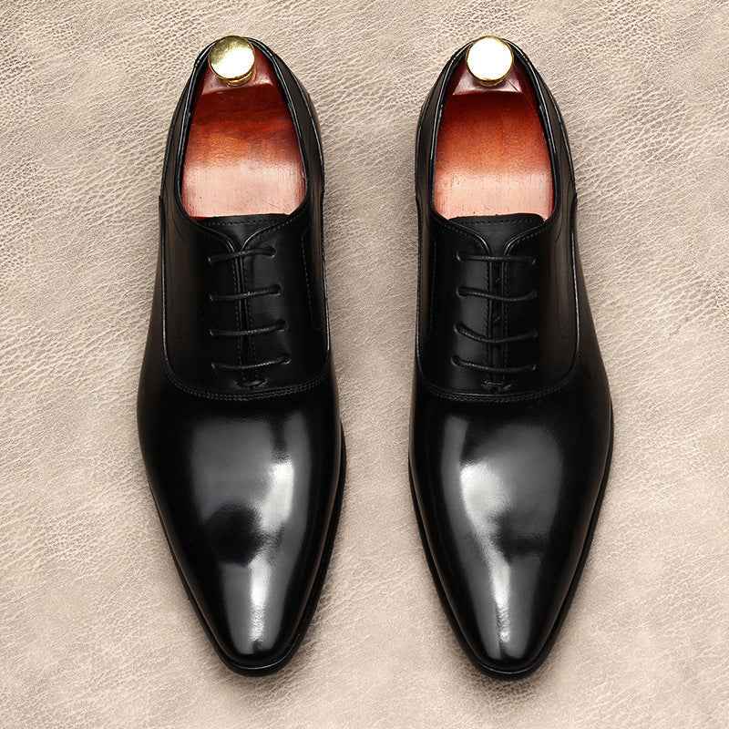 Men's Lace-up Pointed Formal Leather Shoes - Luxovo.cc