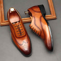 Leather Shoes Men's British Pointed Toe Business Formal Wear Lace-up Shoes Men - Luxovo.cc