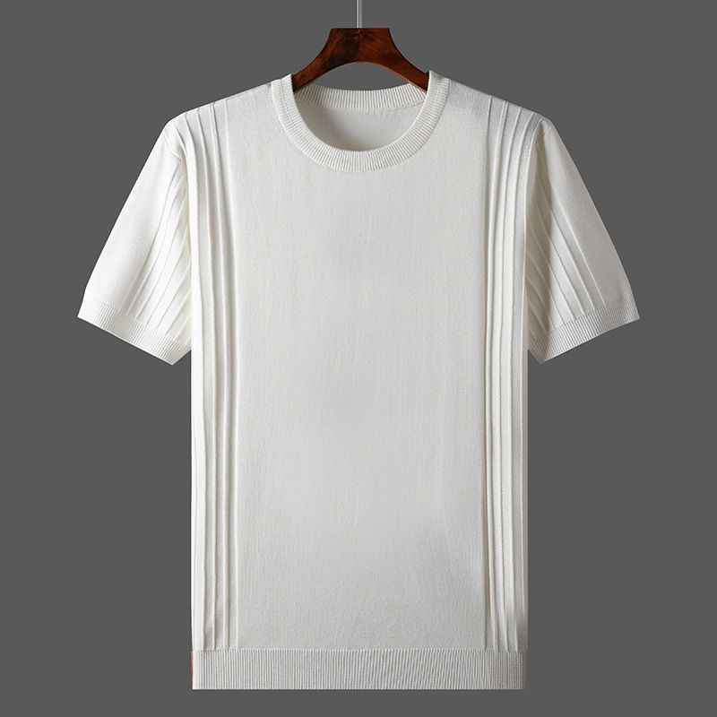 Men's Knitted Round Neck Short Sleeve T-shirt