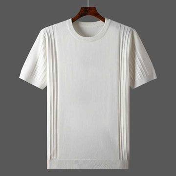 Men's Knitted Round Neck Short Sleeve T-shirt