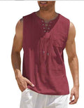 Summer Tank Vest Men Shirt Collar Tie Short Sleeve T-Shirt - Luxovo.cc