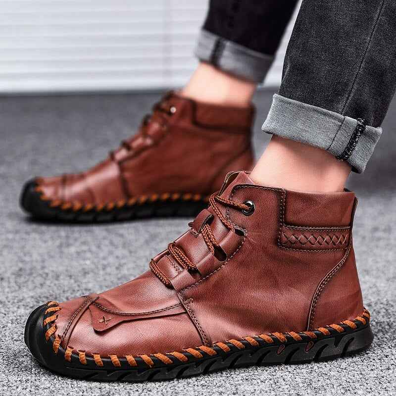 Leather shoes leather men casual shoes - Luxovo.cc