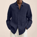 Long Sleeve Lapel Shirt Men's Loose Button Cardigan Sshirt Top Mens Clothing - Luxovo.cc