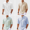 Men's Casual Shirt  Long Sleeve Stand Collar Solid Color Shirt Mens Clothing - Luxovo.cc