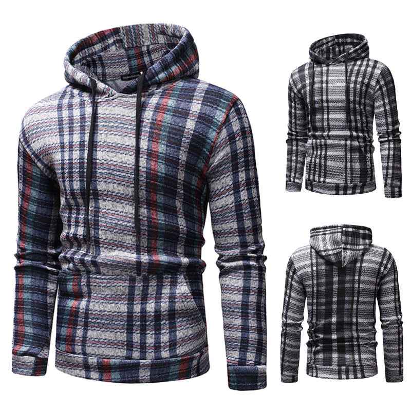 Hooded Men Striped Sweater Slim Fit - Luxovo.cc