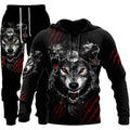 3D Wolf Print Tracksuit Men Sportswear Hooded Sweatsuit Two Piece Outdoors Running Fitness Mens Clothing Jogging Set - Luxovo.cc
