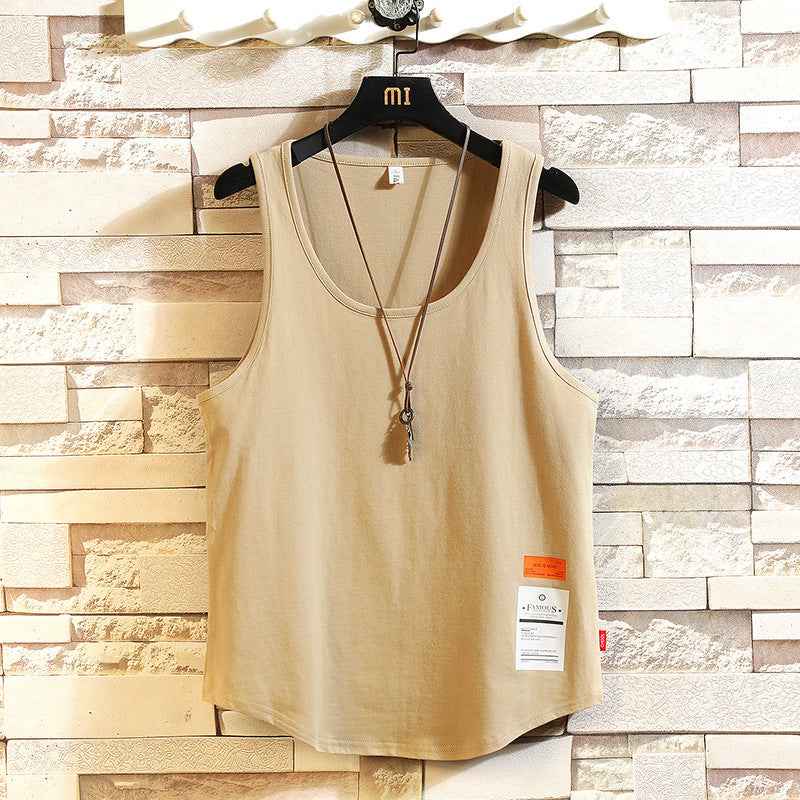 Mens Solid Color Cotton Breathable Loose Casual Tank Tops - Luxovo.cc