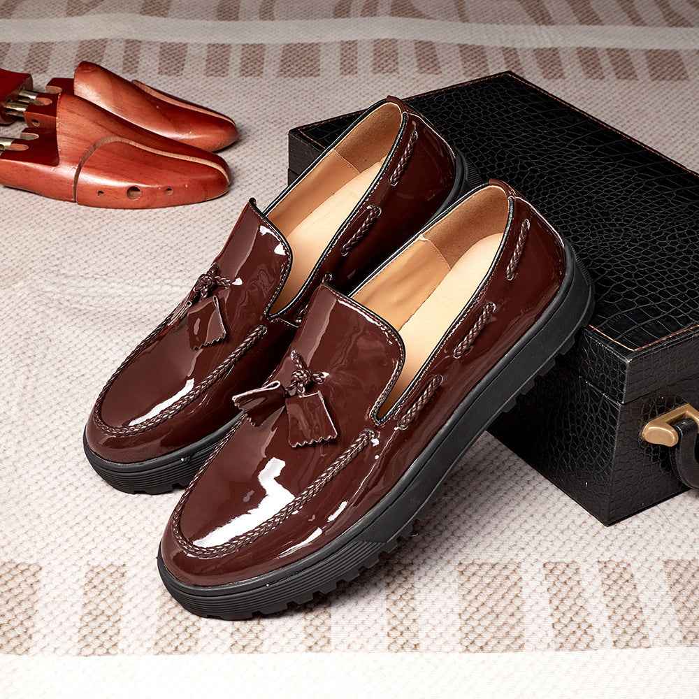 Tassel Casual Leather Shoes For Men One Pedal Loafer New - Luxovo.cc