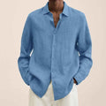 Long Sleeve Lapel Shirt Men's Loose Button Cardigan Sshirt Top Mens Clothing - Luxovo.cc