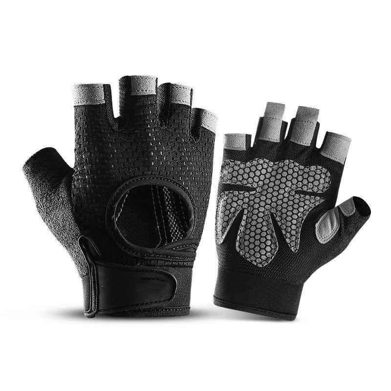 Sports Weightlifting Breathable Non-slip Silicone Half Finger Gloves - Luxovo.cc