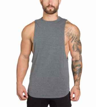 Men Long Tank Muscle Workout T-Shirt  Bodybuilding Gym Athletic Training Sports Tops - Luxovo.cc