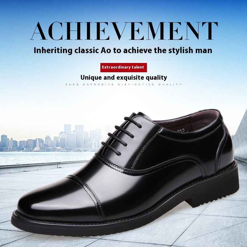 Black Business Formal Men's Leather Shoes - Luxovo.cc