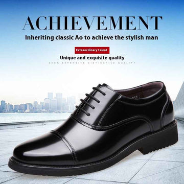 Black Business Formal Men's Leather Shoes - Luxovo.cc