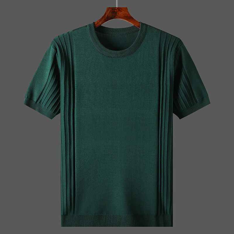 Men's Knitted Round Neck Short Sleeve T-shirt