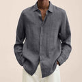 Long Sleeve Lapel Shirt Men's Loose Button Cardigan Sshirt Top Mens Clothing - Luxovo.cc